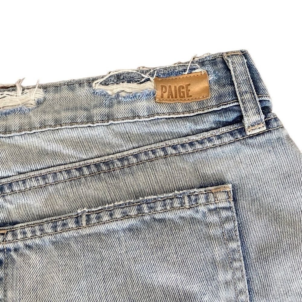 PAIGE Madison Button Front Raw Hem Distressed Shorts Pilot Wash 30 - Picture 6 of 6